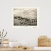 Poster Monhegan, ME Carte panoramique - 1896 (Cuisine)