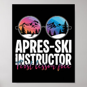 Poster Moniteur Apres Ski Première Leçon Drôle Ski Skiing
