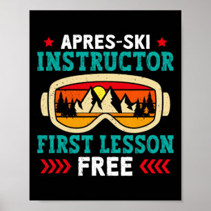 Poster Moniteur de ski Après-ski Premier cours gratuit Sk
