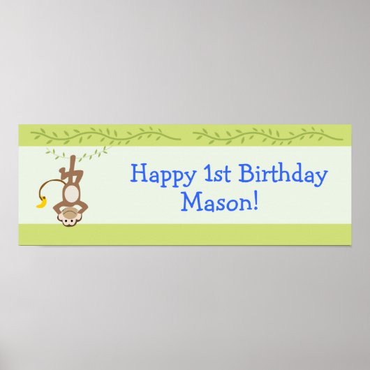 Poster Monkearound Monkey Custom Birthday Banner (Devant)