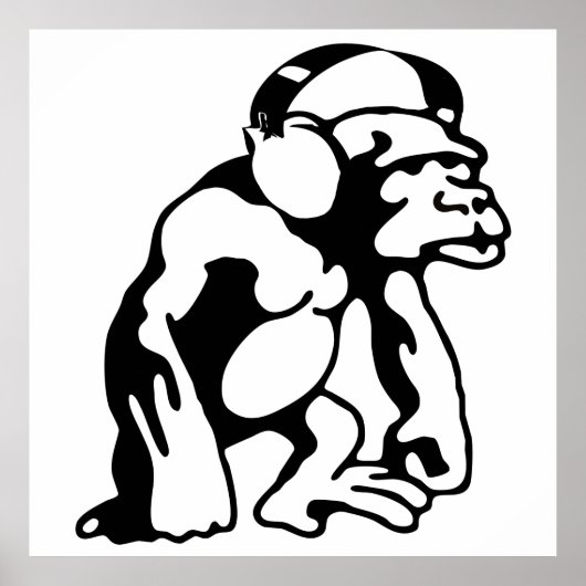 Poster Monkey écoute de la musique (Devant)