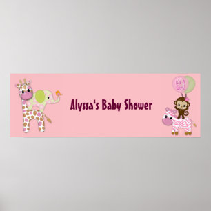 Poster MONKEY Girl Jungle Baby shower bannière JJ