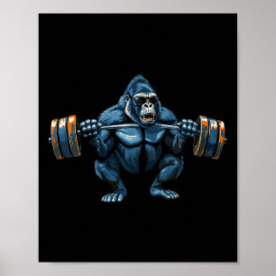Poster Monkey Gorilla Bodybuilding Muscles Fitness Gymnas