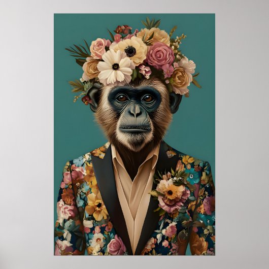 Poster Monkey In Suit Poster, Monkey Portrait, Monkey Oil (Devant)
