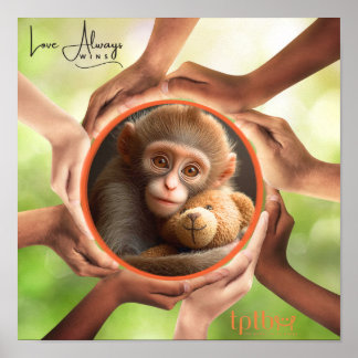 POSTER MONKEY LOVE ALWAYS WINS WALL ART