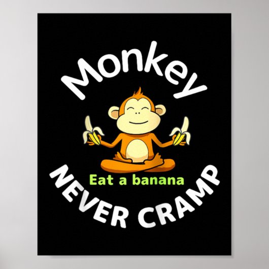 Poster Monkey Never Cramp Eat A Banana Raglan Baseball Te (Devant)