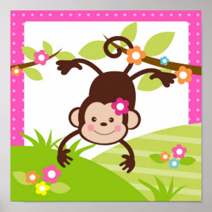Poster Monkey Safari Jungle Animal Nursery Wall Art Print