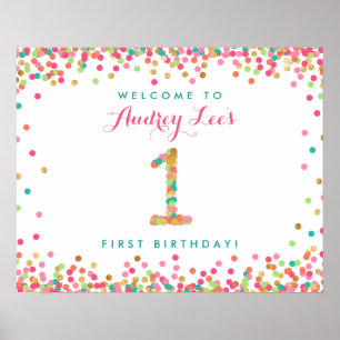 Poster Monnaie Turquoise Gold 1 an Anniversaire Fête Bien