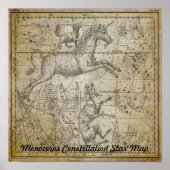 Poster Monoceros Unicorn Star Carte Astronomie de la cons (Devant)