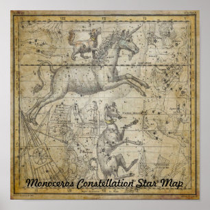 Poster Monoceros Unicorn Star Carte Astronomie de la cons