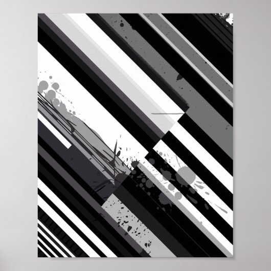 Poster Monochrome Diagonal Abstract (Devant)