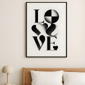 Poster Monochrome Minimalist LOVE Typography Abstract Art