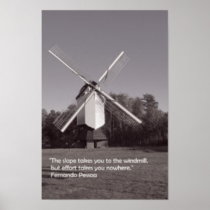Poster Monochrome windmill and inspirational quote