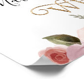 Poster Monogram Gold Floral Calligraphie Bienvenue Mariag (Coin)