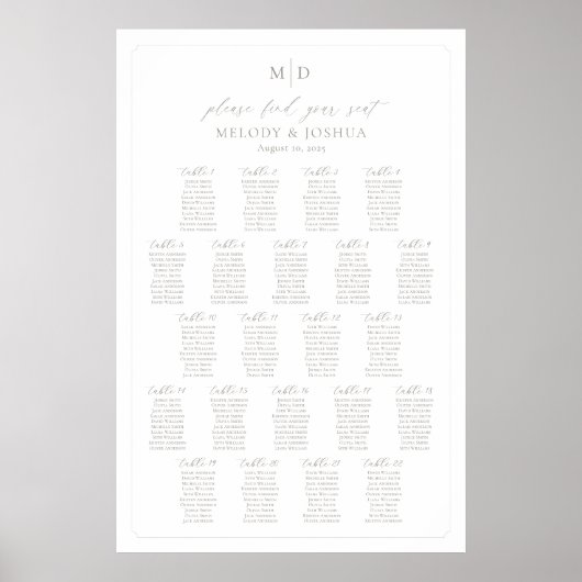 Poster Monogramme 22 Tableaux Trouvez Votre Siège Graphiq (Devant)