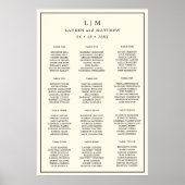 Poster Monogramme à crème simple Mariage élégant (Devant)