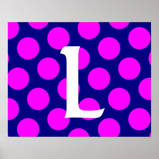 Poster Monogramme à points de la marine et de la magenta (Devant)