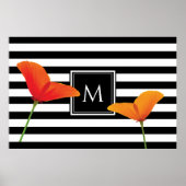 Poster Monogramme à rayures noires chic (Devant)