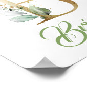 Poster Monogramme B en lettres dorées feuillage feuilles (Coin)