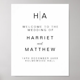 Poster monogramme bienvenue à notre Mariage mariage bienv