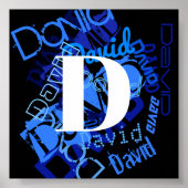 Poster Monogramme bleu créatif (Devant)