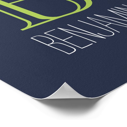 Poster Monogramme bleu et vert (Coin)