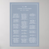 Poster Monogramme bleu foncé simple Mariage élégant (Devant)