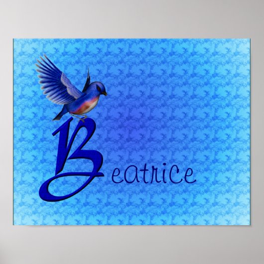 Poster Monogramme Bluebird Initiale B Personnalisé (Devant)