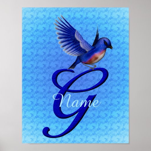 Poster Monogramme Bluebird Initiale G Personnalisé (Devant)
