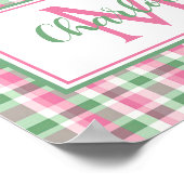 Poster Monogramme carreaux rose et vert Prépa (Coin)