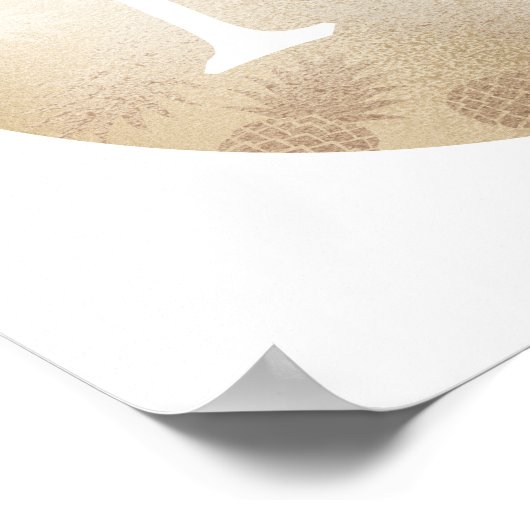 Poster monogramme d'ananas rose d'or à fausse feuille mig (Coin)