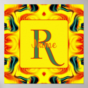 Poster Monogramme d'art coloré personnalisé avec votre in