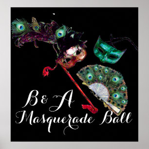 POSTER MONOGRAMME DE BALLE DE MASQUÉRADE MARDI GRAS VÉNÉT