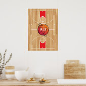 Poster Monogramme de basket-ball sur terrain de basket-ba (Cuisine)