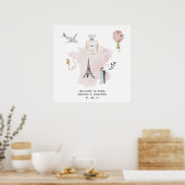 Poster Monogramme de bienvenue de mariage à thème Paris a (Cuisine)