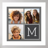 Poster Monogramme de collection de photos Turquoise et gr (Devant)