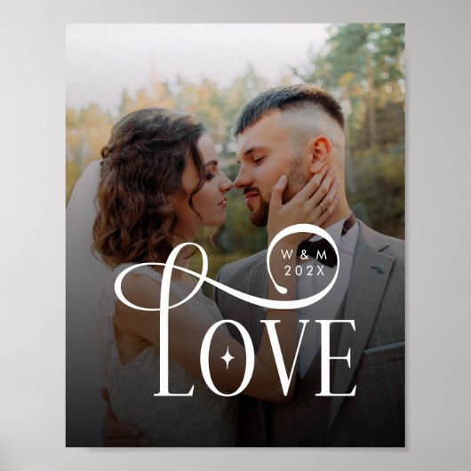 Poster Monogramme de couple de photo de mariage personnal (Devant)