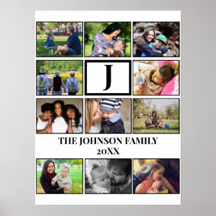 Poster Monogramme de famille personnalisé 11 Collage phot