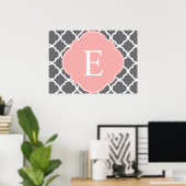 Poster Monogramme de feuille de papier gris gris (Bureau à domicile)