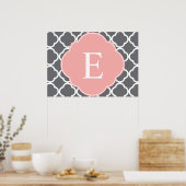Poster Monogramme de feuille de papier gris gris (Cuisine)