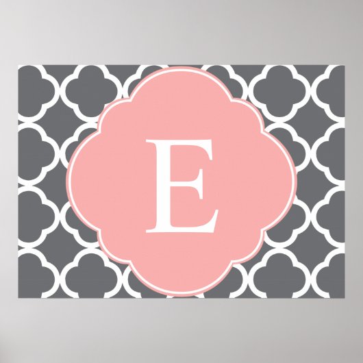 Poster Monogramme de feuille de papier gris gris (Devant)