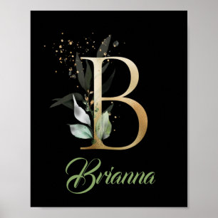 Poster Monogramme de lettre B avec feuillage eucalyptus o