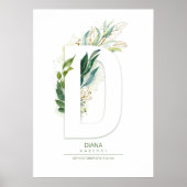 Poster Monogramme de lettre D or feuillage Chic (Devant)