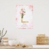 Poster Monogramme de lettre L Feuilles dorées Magnolia fl (Cuisine)