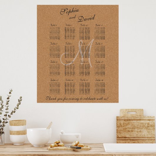 Poster Monogramme de liège à vin rustique Graphique 16 (Cuisine)