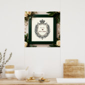 Poster Monogramme de mariage classique avec blason de cou (Cuisine)