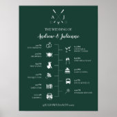 Poster Monogramme de Mariage de golf Emerald Green (Devant)