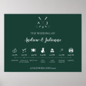 Poster Monogramme de Mariage de golf Emerald Green (Devant)