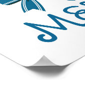 Poster Monogramme de nœud bleu et blanc Prépa (Coin)