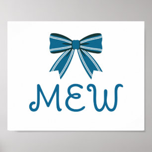 Poster Monogramme de nœud bleu et blanc Prépa